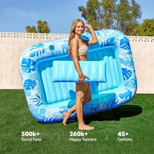 Extra Large Inflatable Sunbathing Pool Lounge Chair - 4-In-1 Sunbathing Tub, Raft, Floating Bed And Pillow, Adult Outdoor Summer Pool Float Mat, Durable Blue Design, Suitable For Ball Pit Parties And Water Fun, Sturdy Structure - 1PC - View 1