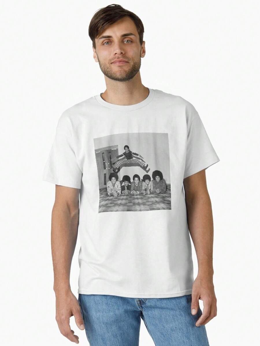 Camiseta Clásica Unisex con Diseño Gráfico de Música Vintage Jackson 5 Randy Jump - Blanco - Ver 1