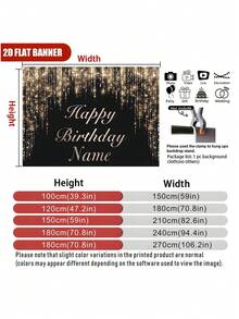 Pancarta personalizable con tema de nombre y cumpleaños, fondo negro y dorado, diseño de piedras de strass plateadas con brillo, ideal para la mesa del pastel en la fiesta de cumpleaños, telón de fondo para fotografía - Oro gris - Ver 6