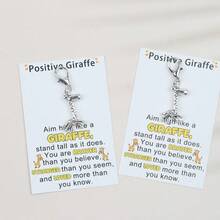 1pc/5pcs Giraffe Keychain, Positive Giraffe Greeting Card, Perfect Gift For Giraffe Lovers, Best Friend Gift, Cute Bag Charm, Love And Care Gift, Birthday, Wedding, Graduation, Back To School Ideal Gift - Multicolor - View 6