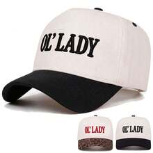 1pc OL' LADY Embroidered Baseball Cap, Colorful Contrasting Beanie Hat - A - View 1