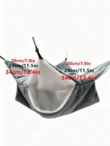 1pc Double Layer Plush Pet Hammock Cage Hanging Bed, Warm Hiding Nest For Small Animals Hamster Guinea Pig Sugar Glider Squirrel Ferret, Soft Fluffy Winter Sleeping Bed - C-Grey - View 2