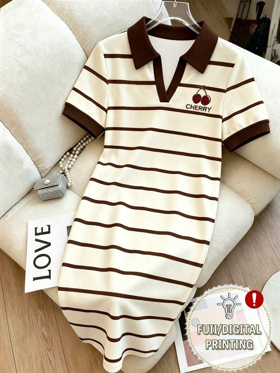 Vestido corto casual de y salida con estampado floral y de rayas para mujer - Multicolor 10 - Ver 1