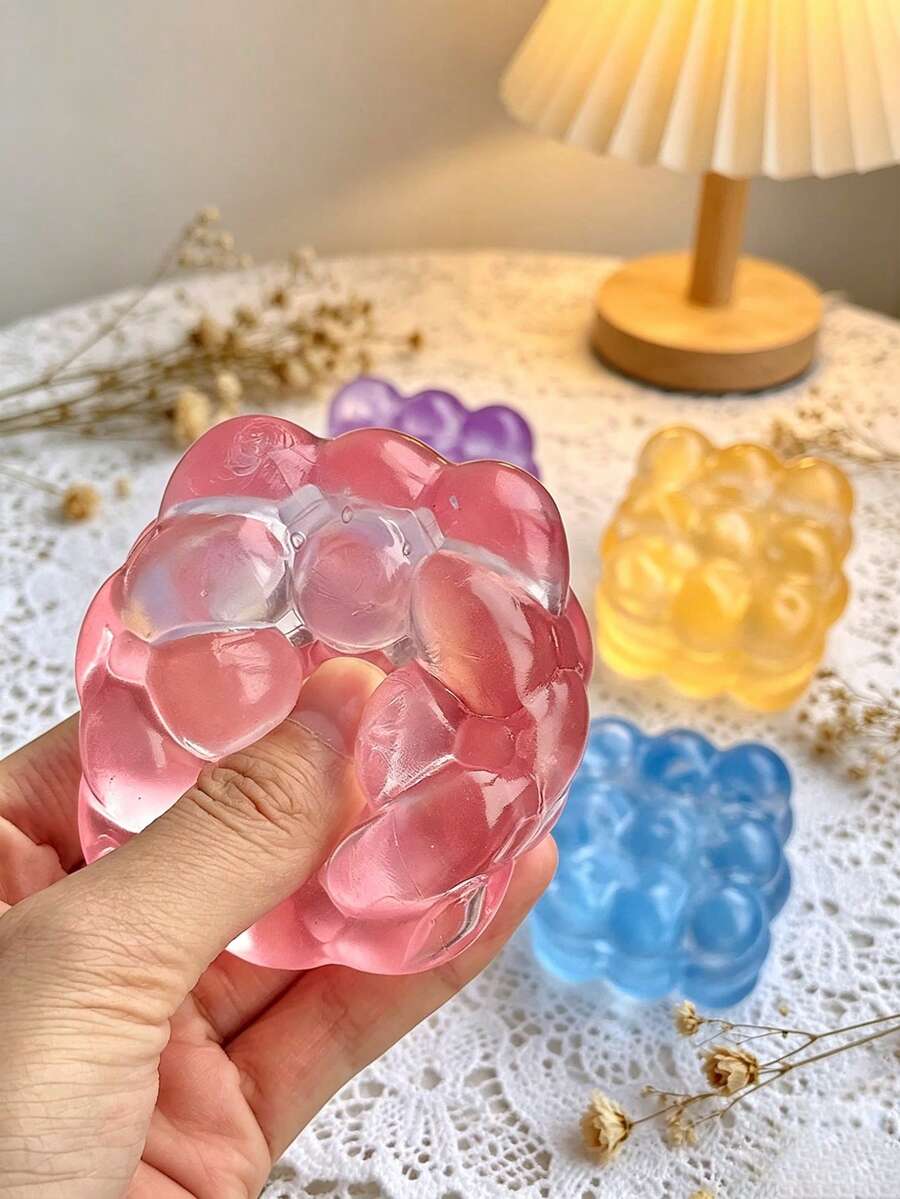 Colorful Transparent Jelly Hand Training Tool, Bubble Cluster TPR Soft Rubber Hand Exerciser, Stress Relief And Grip Strength Enhancement Gadget - Multicolor - View 1