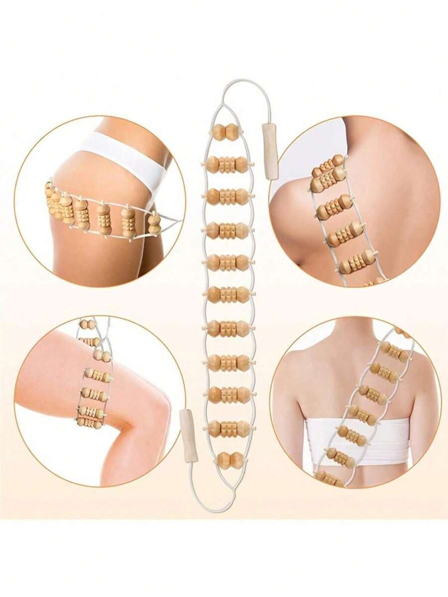 1pc Wood Massage Tools, Back Roller Strip Trigger Point Self Massager, Full Body Muscle Massage, Back Massage Tool For Muscle Relief,School,Back To School,Travel,Travel Essentials,Home Essentials,Spa,Massage Tool,Massage,Massager,Spa - Brown - View 1