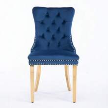 Collection Modern, High-End Tufted Solid Wood Contemporary Velvet Upholstered Dining Chair With Golden Stainless Steel Plating Legs,Nailhead Trim,Set Of 2 - Blue - View 5