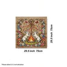 1PC Tarot Altar Cloth With Mytical Cute Rabbit Design Witchy Cloth Suitable For Tarot Readings Moon Phase Ceremonies Meditation Spaces Elegant Mandala Altar Cloth With Vintage Floral Oracle Mat Tarot Tablecloth Boho Playmat Cloth Home Decor - Multicolor - View 7