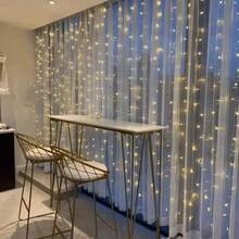 1 Stück batteriebetriebene LED-Hängelichterkette für Haus-Hintergrunddekoration, 6m/3 Meter, für Feiertagsparty, Hochzeit, Geburtstagsdekoration - Batteriekasten-Vorhangleuchte - Übersicht 5