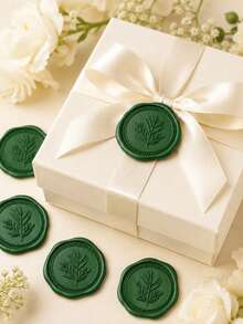 20/30/50/100pcs Wax Seal Stickers, Wedding Invitation Envelope Seal Stickers, Self-Adhesive Rosemary Metallic Gold Stickers, Suitable For Invitations, Christmas, Gift Wrapping, Parties - Rosemary--olive Green - View 2
