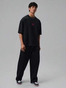 Jordan Flight Men's Oversized Short Sleeve Graphic T-Shirt Made Of Cotton, Structured, Simple And Classic, Versatile For Daily Wear IF3134-010 - Black - View 6