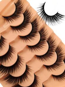 7 Pasang Bulu Mata Palsu Foxy Cat Eye Volume Bulu Mata Imitasi Mink Bulu Mata Cat Eye Panjang Keriting Bulu Mata Cosplay Ekstensi Bulu Mata Palsu Strip Bulu Mata, Bulu Mata, Bulu Mata, Bulu Mata Palsu - Hitam - View 5