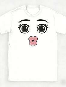 Round Neck Short Sleeve Clothing Summer Novelty Harajuku Streetwear Robot Robloxs Woman Face Game Tshirt Aesthetic Clothes - Trắng 4 - Xem 1