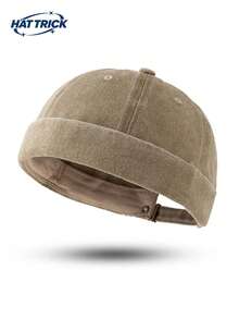 1pc Unisex Washed Vintage Landlord Hat, Adjustable Brimless Sailor Cap, Fashionable Personalized Hat For Daily Commute, Party, Travel, Hip-Hop, Street, Motorcycle, Versatile Casual Tang Hat, All Seasons - F - View 11
