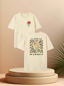 Camiseta deportiva de manga corta con estampado de doble cara a la moda para actividades al aire libre - Blanco - Ver 6
