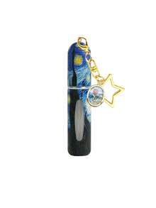 1/2/4pcs Summer Perfume Spray Bottles, Oil Painting Starry Sky Pattern Bottom Filled Perfume Bottles, Metal Flower Pendant Keychain, 5ml Reusable Perfume Decant Tool, Summer Travel Essential Perfume Decant Bottle, Girls Holiday Gift, Mini Perfume - View 6