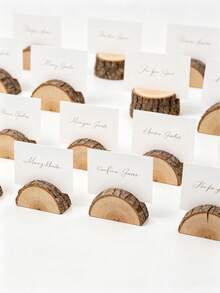 1/5/10pcs Wooden Table Number Holders, Rustic Style Table Card Holders, Can Be Used For Name Cards, Food Labels, Party And Wedding Table Signs, Memo And Photo Clips, Desktop Decoration, Rural Style, Desktop Decoration, Rural Style, Fall Home Decor, Room Decor, Room Decor For Women - Multicolor - View 3