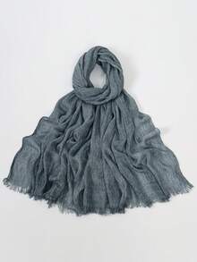 1pc Women's Solid Color Modal Fabric Pleated Tassel Scarf, Casual Daily Headscarf, Sun Protection & Warmth Shawl Scarf Suitable For Dresses - Multicolor - View 14
