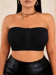 EssElegance, Plus Size, Strapless, Bra, Seamless, Invisible, Front Closure, Wireless, Beautiful Back, Shaping - Black - View 7