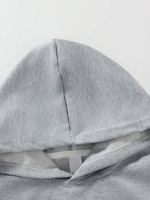 2pcs/Set Girls Sweet Style Outfit, Large Bow Print Hoodie + Pleated Skirt, Soft Casual Streetwear - Grey - View 5