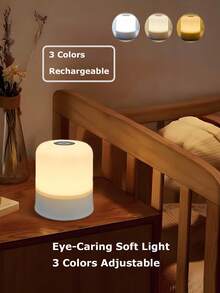 1PC LED Touch Switch Night Light 3 Colors/16 RGB Colors, Bedside Lamp, 5V USB Powered / Rechargeable, Portable, Battery Capacity: 800mAh, Suitable For Bedroom, Living Room Home Decor - Touch Pat Light - View 12