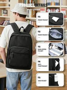 Laptop Backpack For Women Men, Casual Daypack With Multiple Pockets, Lightweight Waterproof School College Computer Bag Fits 15.6 Inch Laptop - Multicolor - View 6