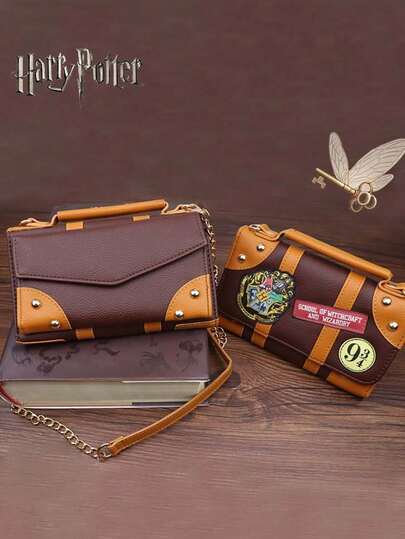 Warner Bros 1 pieza Bolso bandolera con licencia oficial de Hogwarts, regalo mágico vintage de Halloween y Navidad para fans de los magos