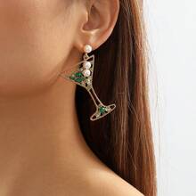 1 Pair Fashionable New Style Personalized High-Heel Cup Stud Earrings Creative Design Geometric Rhinestone Earrings - Multicolor - View 1