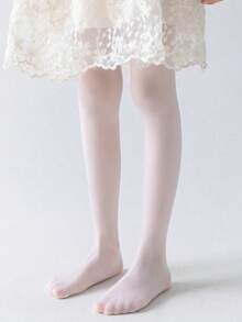 1件兒童/女孩白色百搭舞蹈褲襪，春夏時尚經典裸色透氣舒適薄款防勾絲絲襪，細緻柔軟親膚耐穿休閒褲襪，適用於舞蹈練習/外出/節日禮物/校園生活/婚禮場合 - 白色 - 查看 5