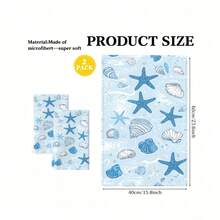 1pc/2pcs/4pcs Blue Starfish & Seashell Print Kitchen Towels, Ultra Soft, Quick-Drying & High Absorbency, Minimalist Ocean Style, Machine Washable, Hand Towels For Kitchen & Restaurant Decor - Multicolor - View 2
