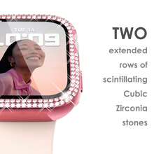 Casing Pelindung Berkilau dengan Pelindung Layar, Casing Pelindung Berlian Imitasi Penuh Kompatibel dengan Apple Watch 38mm 40mm 41mm 42mm 44mm 45mm 46mm, Cocok untuk Apple Watch SE Seri 11/10/9/8/7/6/5/4/3/2/1, Merah Muda Mawar - mawar merah muda - View 4