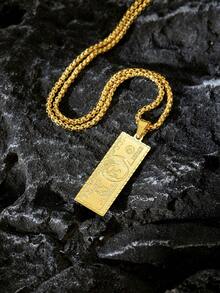 Hip Hop Dollar Sign Pendant Gold Plated Stainless Steel Necklace For Men Women - Gold - View 2