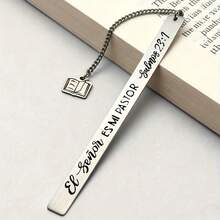 1pc Personalized Text Bookmark, Stainless Steel Bookmark, Reading Marker Book Lover Gift, Friend Birthday Gift, Valentine's Day, Graduation Gift, Reading Gift - Silver - View 5