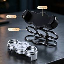 New Phone Stand, 3-Finger Back Clip Ring Holder, Rotatable Foldable Ring Buckle Phone Stand, Desktop Slouchy Stress Relief Phone Holder - Cool Black - View 3