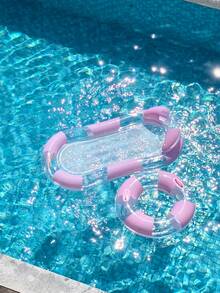 2-In-1 Purple Glitter Inflatable Float Set, Round Swim Ring & Mesh Water Hammock Lounge Chair, For Adult Pool Vacation - Multicolor - View 4