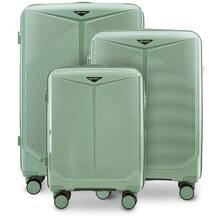 W WINGS Set Of 3 Suitcases Or Choose Luggage Available In 28", 24", 20" Inch Polypropylene Travel Luggage TSA Hard Telescopic Handle 360 Wheels Light Green - Green - View 12