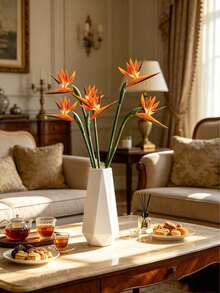 1/3pcs Artificial Bird Of Paradise Flowers, Rubber Material, Strelitzia Stems, Suitable For DIY Home Decor, Party Theme Display, Autumn Decoration - Orange - View 2