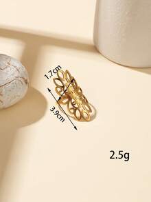 1/13pcs Exotic Hollow Carved Ring Set, Tree Of Life, Star, Flower Mixed Styles, Daily Outing Layered Wear Atmosphere Vintage Gold Hand Jewelry, Can Also Be Worn Individually. - Yellow Gold - View 3