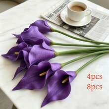 8PCS-Ramo de lirios de cala realistas y coloridos, simulación de flores artificiales, material de PU, ramo artificial de lirios de cala, adecuado para decoración de bodas familiares, decoración interior y exterior, decoración de jardín, decoración de fiestas, decoración de estilo bohemio - Multicolor - Ver 15