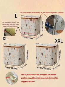 Foldable Clothes Storage Box With Handle, Suitable For Bedroom And Wardrobe. Cute Pattern Design Makes Home Organization Fun. Reinforced Portable Bedding Storage Bag, Suitable For Home And Dormitory Use. Dirty Clothes And Toy Storage Basket. - Multicolor - View 2