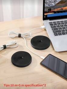 5m Reusable Hook And Loop Cable Ties, Adjustable Multi-Purpose Cable Management Straps, For Desk, Office, Dorm, Car, Garden Plants, Organizing Data Cables, Chargers & Network Cables - Black - View 10