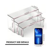 3/6/9 Pcs Clear Cupcake Display Risers 3 Tiers Rectangular Risers Display Stands Thick Collectibles Jewelry Display Shelf Display Shelves Risers - View 2