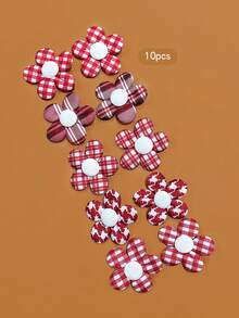10pcs Sweet Style Floral Plaid Hair Clips Suitable For Daily Use Hair Accessories - Multicolor - View 8