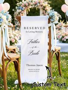Personalized Wedding Chair Signs, Reserved Banners For Loved Ones, Memorial Signs, Ceremony Tribute, Wedding Aisle Decor, Rustic Style Decor - Multicolor - View 1