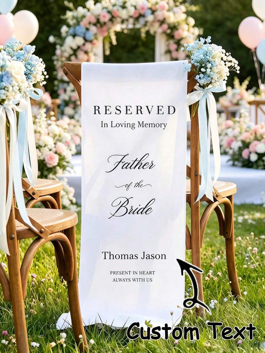 Personalized Wedding Chair Signs, Reserved Banners For Loved Ones, Memorial Signs, Ceremony Tribute, Wedding Aisle Decor, Rustic Style Decor - Multicolor - View 1
