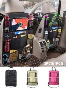 1/2pcs Oxford Cloth Car Back Seat Storage Bag, Anti-Kick Hanging Organizer With Tissue Holder, Space-Saving, Easy To Clean, Universal Car Travel Accessory For Road Trips - Style a - View 12
