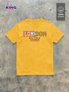 Original HPC POLO T-Shirt With Round Neck And Short Sleeves – Themed Graphic Design "HPC: London England Heritage" – 100% Cotton - 薑色 - 查看 2