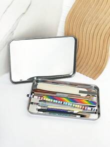 1 Peça Bandeja Grande Quadrada de Aço Inoxidável para Armazenamento e Desinfecção de Ferramentas de Arte de Unhas - Prata - Visão 1