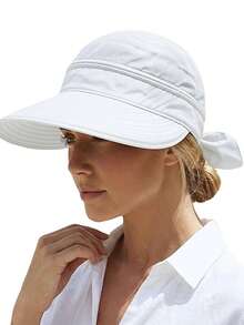 1pc Colorful Ribbon Summer Women's Sun Hat, Adjustable Sun Protection, Suitable For Ponytail Wear, Fashionable And Versatile - Multicolor - View 12