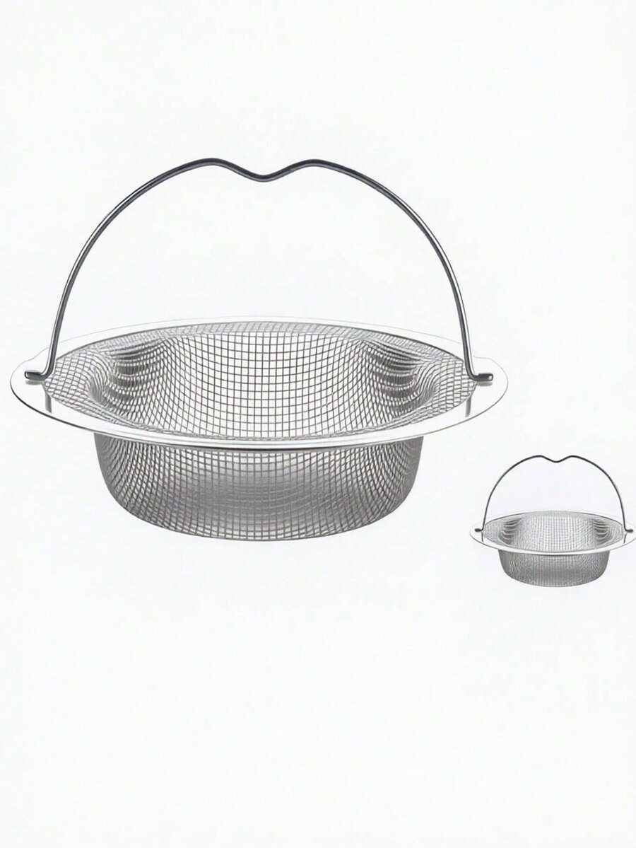 1pc/2pcs/3pcs Stainless Steel Sink Strainer With Handle, Durable Rust-Proof Mesh Filter, Easy To Clean Kitchen Sink Basket And Drain Protector, Anti-Clogging Food Debris Collector - Sink Filter - View 1