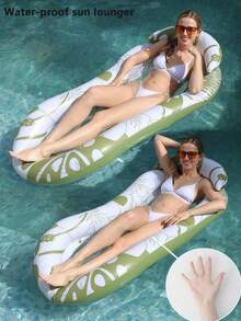 1 pieza Silla flotante inflable tipo hamaca, tabla de surf flotante para playa, flotador de verano para adultos para piscina y playa, colchoneta flotante, regalo de verano perfecto para uso en fiestas, silla flotante para diversión y relajación de vacaciones de adultos, ligera y portátil, ideal para natación, exterior, viajes, deportes acuáticos, tabla de surf inflable para piscina, tabla de surf de verano para adultos para playa y natación, accesorio esencial de playa, accesorio de playa, reutilizable - Verde - Ver 2